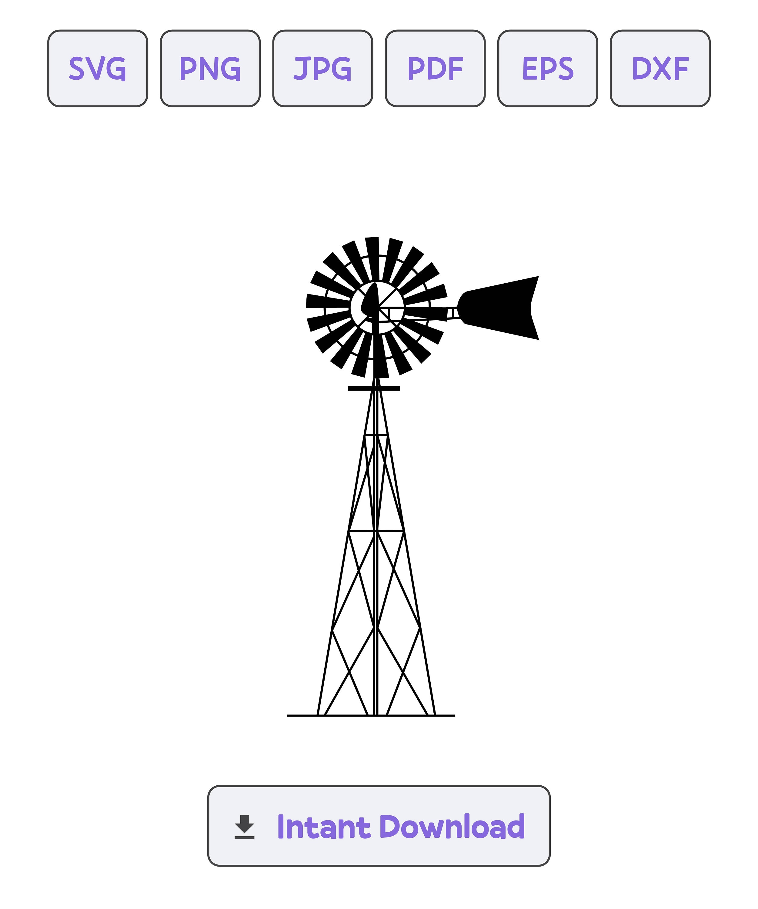 Windmill Silhouette SVG, Svg,dxf, Windmill Eps, Windmill Cricut