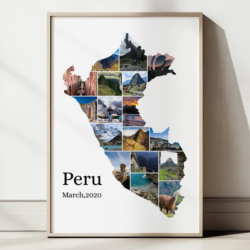 Mapa Collage Peru Map Photo Collage Template: Personalized Travel Keepsake (digital ...