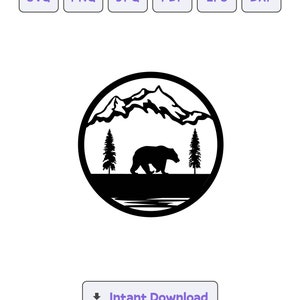 Bear Mountain Scene Silhouette SVG, svg, dxf, Bear Mountain eps, Cricut, Bear Mountain Clipart, Bear Silhouette Cut File, Instant Download