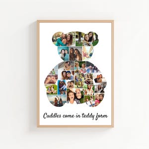 Teddy Bär Foto Collage Vorlage, Benutzerdefiniertes Andenken Geschenk, Digitaler Download, Canva Vorlage Bild 1