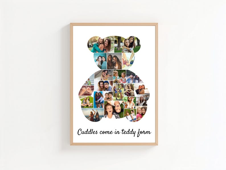 Teddy Bär Foto Collage Vorlage, Benutzerdefiniertes Andenken Geschenk, Digitaler Download, Canva Vorlage Bild 1