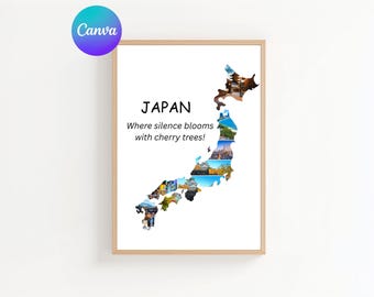 Personalisierte Japan Map Foto Collage Vorlage (Digitaler Download)