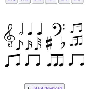 Musiknoten SVG, PNG, Musiknoten Silhouette Pack | Digitaler Download | Musiknoten SVG, png, Musiknoten Silhouette