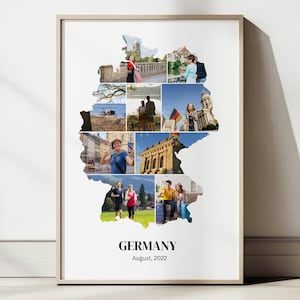 Personalisierte Deutschland Reisegeschenk, Collage Vorlage, Deutschland Karte Fotocollage, Urlaub Geschenkideen