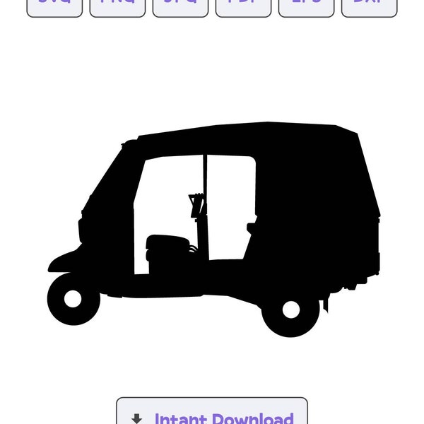 Auto Rickshaw Silhouette SVG, Auto Rickshaw svg, dxf, eps, Cricut, Auto Rickshaw Clipart, Silhouette Cut File, Instant Download