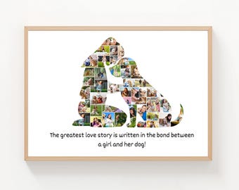Dog and Girl Photo Collage Template, Custom Pet Memorial Gift ,Digital Download, Canva template
