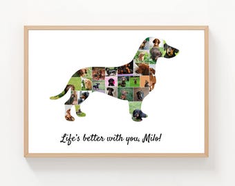 Dog Photo Collage Template: Custom Pet Memorial Gift (Digital Download), Canva template