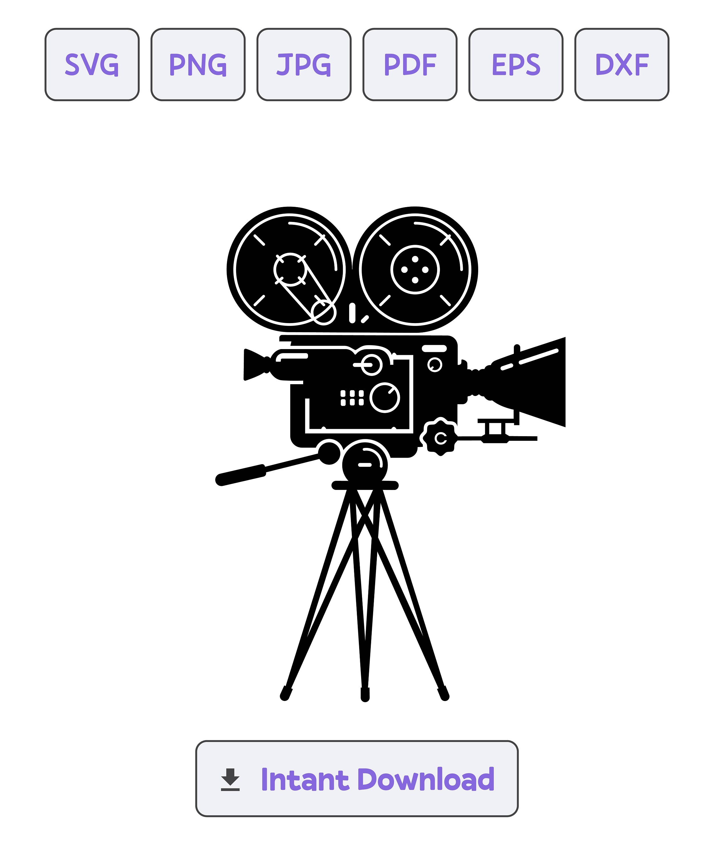 Movie Camera Silhouette SVG, Svg, Dxf, Movie Camera Eps, Camera Film