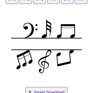 Musiknoten Split Monogramm SVG, PNG, Silhouette Pack | Digitaler Download | Musiknoten SVG, png, Musiknoten Silhouette