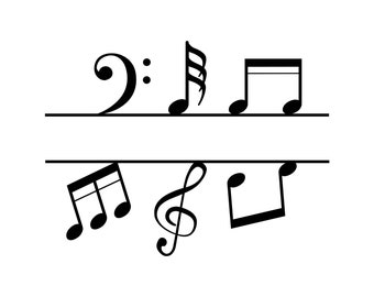 Gesplitst monogram muzieknoten: SVG, png, silhouet (digitale download)