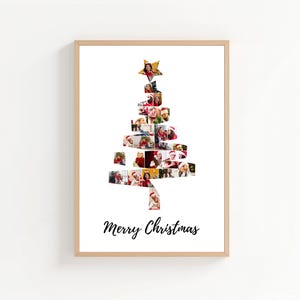 Personalized Christmas Tree Photo Collage - Custom Gift for Christmas Celebrations, Canva Tree template