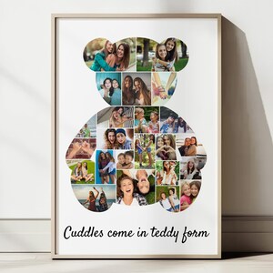 Teddy Bär Foto Collage Vorlage, Benutzerdefiniertes Andenken Geschenk, Digitaler Download, Canva Vorlage Bild 3