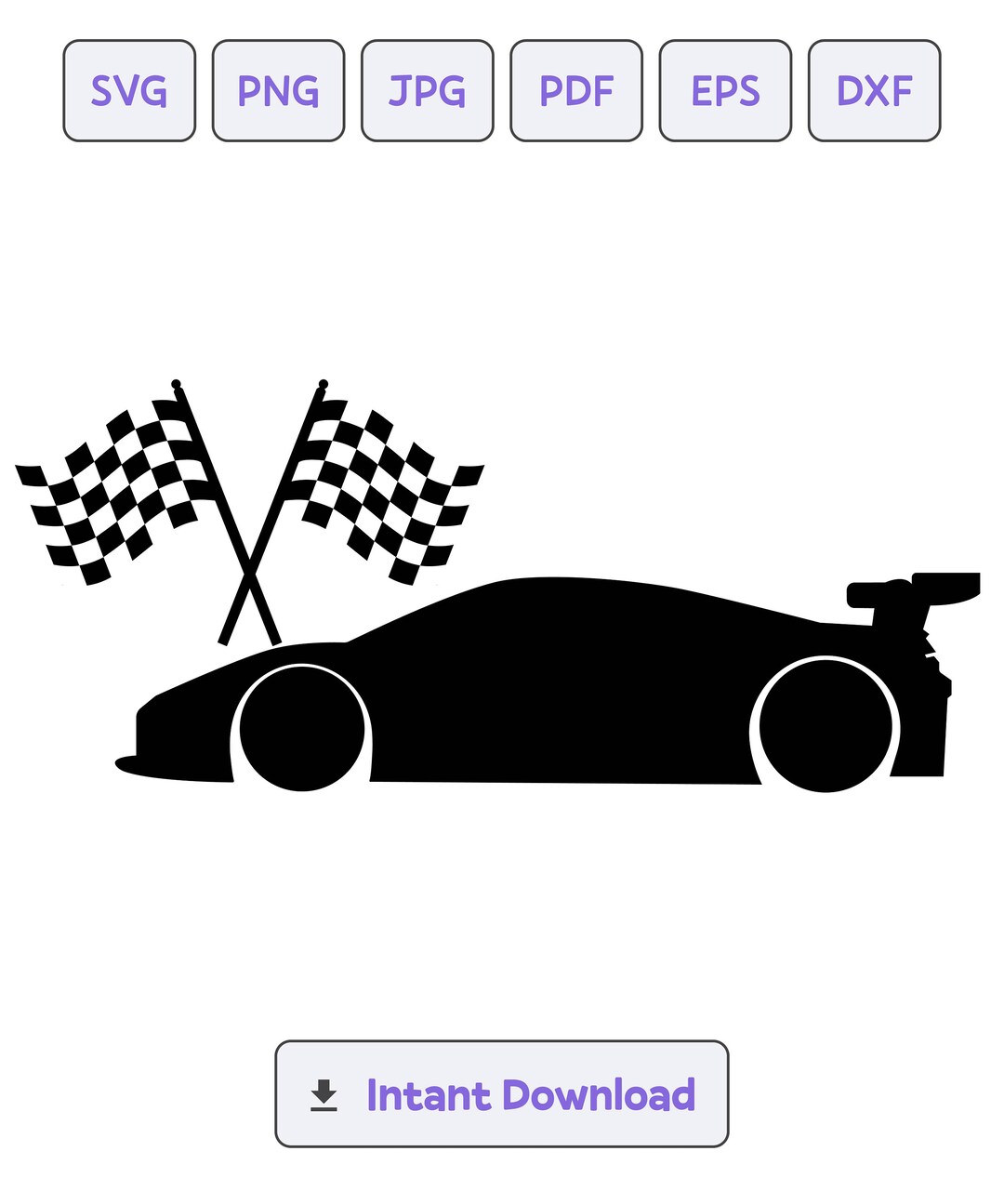 Race Car Silhouette SVG, Svg, Race Car Dxf, Eps, Race Car Cricut ...
