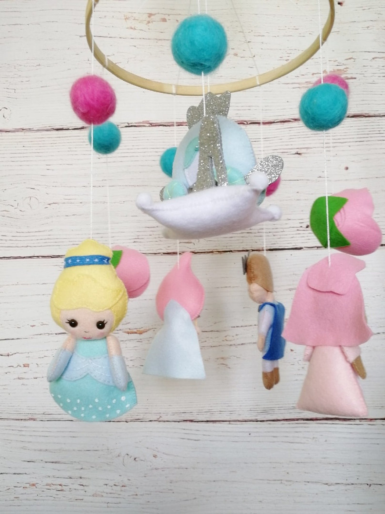 Cinderella Baby Mobile Felt mobile PrincessesGirl Nursery Etsy
