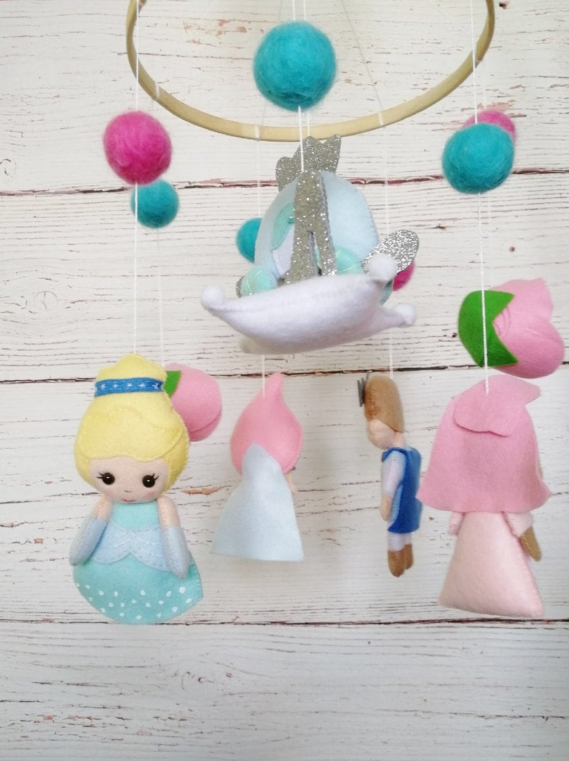 Cinderella Baby Mobile Felt mobile PrincessesGirl Nursery Etsy