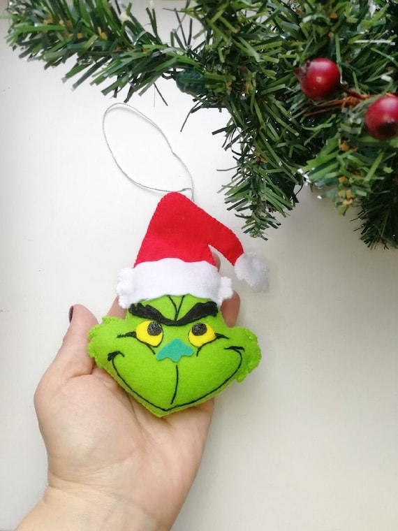 Grinch felt ornament Christmas decoration Santa Grinch Etsy