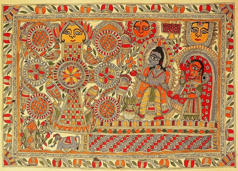 Madhubani PaintingMadhubani artMithila paintingkohbar Etsy
