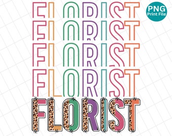Florist doodle letter PNG, Florist design, Esthetician leopard sublimation, Florist digital download, Florist shirt png, Instant download