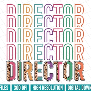Director doodle letter PNG, Director leopard sublimation, Director digital download, Director shirt png, Director Instant download
