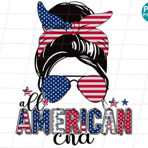 Certified nursing assistant all american messy bun, All American Cna PNG, 4th of July Cna Design, CNA Patriotic Sublimation, Cna USA png