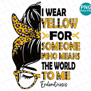 Endometriosis leopard PNG, Endo awareness sublimation, Endo Digital Download, Yellow ribbon Sublimation Design, Endometriosis messy bun png