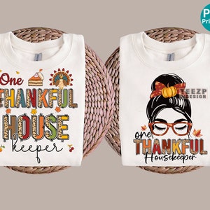 Housekeeper thankful messy bun Bundle PNG , Housekeeper Fall Leopard Bundle Sublimation, Pumpkin Season, Housekeeper Thanksgiving PNG Bundle
