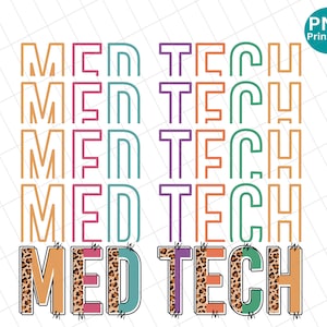 Med tech doodle letter PNG, Med tech design, Med tech leopard sublimation, Med tech digital download, Med tech shirt png, Instant download
