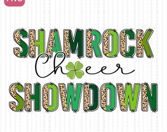 Shamrock Cheer Showdown PNG, St. Patrick’s Day Cheerleader Sublimation PNG, Lucky Cheerleader Shirt Design, Shamrock Cheer Sublimation PNG