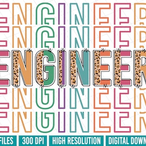 Engineer leopard doodle letter PNG Image, Leopard Engineer Sublimation, Engineer Design, Engineer PNG Digital Download