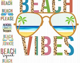 Pakiet Beach Life PNG, Okulary przeciwsłoneczne Beach Vibes PNG, Letnia sublimacja, lampart, Drużyna plażowa, Plażowa laska, Plażowe najlepsze przyjaciółki, Clip Art