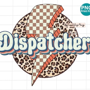 Dispatcher Retro PNG, Dispatcher Leopard Sublimation design Downloads, Dispatcher Lightning Bolt Design, Dispatcher PNG Digital Download