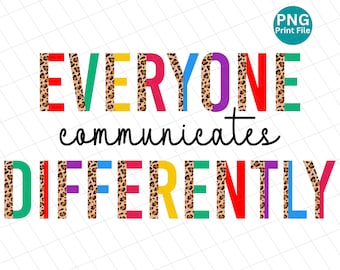 Autism Everyone communicates Differently PNG, Autism Awareness Leopard PNG, Autism puzzle sublimation PNG, Autism support digital download