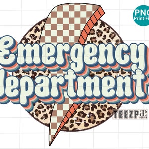 Emergency department leopard PNG, leopard ER nurse Sublimation, er nurse png tshirt PNG, Emergency department checkered lightning bolt Png