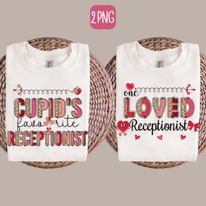 Cupid&#39;s Favorite Receptionist Half Leopard Valentine&#39;s day PNG, Funny Valentine Sublimation, Office Humor Valentine, Receptionist shirt PNG