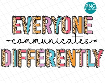 Autism Everyone communicates Differently PNG, Autism Awareness Leopard PNG, Autism puzzle sublimation PNG, Autism support digital download