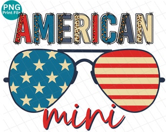 American Mini Leopard PNG, Mini Retro 4 juli PNG, Instant Download, Sublimation Design, Independence Day, Patriottisch, 4 juli PNG