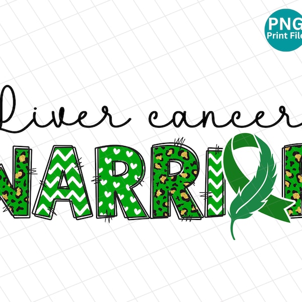Liver Cancer Warrior doodle letter PNG, Liver Cancer Awareness Leopard PNG, Liver Cancer Cheetah Sublimation, Green Ribbon Shirt PNG