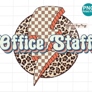 Büroangestellte Retro PNG, Büro-Crew Leopard Sublimationsentwurf, Sekretärin-Front-Office-Blitzschlag-Design, kaufmann PNG digitaler Download