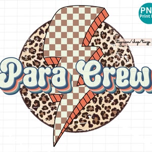 Para Crew Retro PNG, Para Crew Leopard Sublimation Design, Para Crew Lightning Bolt Design, Para Crew PNG Digital Download, PNG Print File