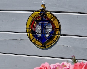 Anchor - Emblem Stained Glass Suncatcher, Glass Art, Window Hangings