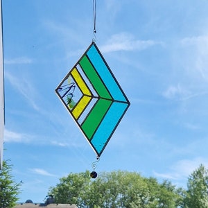 Moderne Fensterbehang, geometrische Design, Sonnenfänger, Glaskunst, Buntglas , Wohndeko