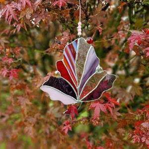 Ahronblatt Buntglas, Ahronblatt Suncatcher, Herbst Blatt, Herbst Ornament, Herbstdeko, Fensterbild, Fensterbehang, Geschenk