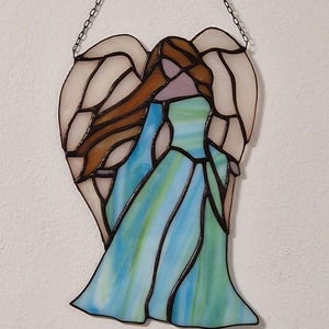 Angelo in vetro colorato, acchiappasole, decorazione natalizia, regalo, immagine per finestra, acchiappasole, decorazione per la casa, immagine per finestra