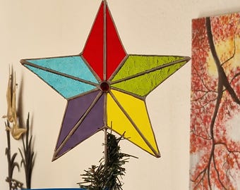 Baumspitze, Weihnachtsdeko, Glasstern, Christbaumspitze, Geschenk, Buntglasstern