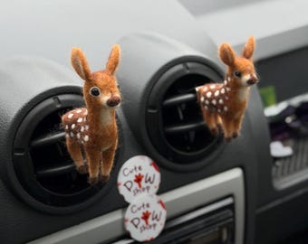 Deer Car Vent Clip, Needle Felted Woodland Fawn Decor, Deer Lover Gift