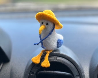 Seagull rain hat car dashboard decor Handmade sea bird car decor Car accessories for women Beach lover gift Coastal decor Seaside car decor