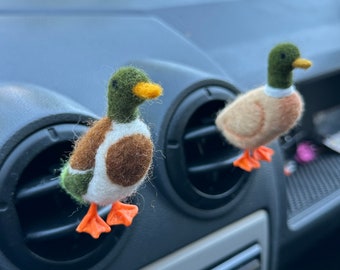 Handmade Wool Mallard Duck Car Vent Clip: Farmhouse Car Decor