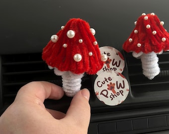 Red Toadstool Mushroom Air Vent Clip – Cute Fairycore Car Decor, Amanita Forest Car Accessory, Cottagecore Mushroom Gift