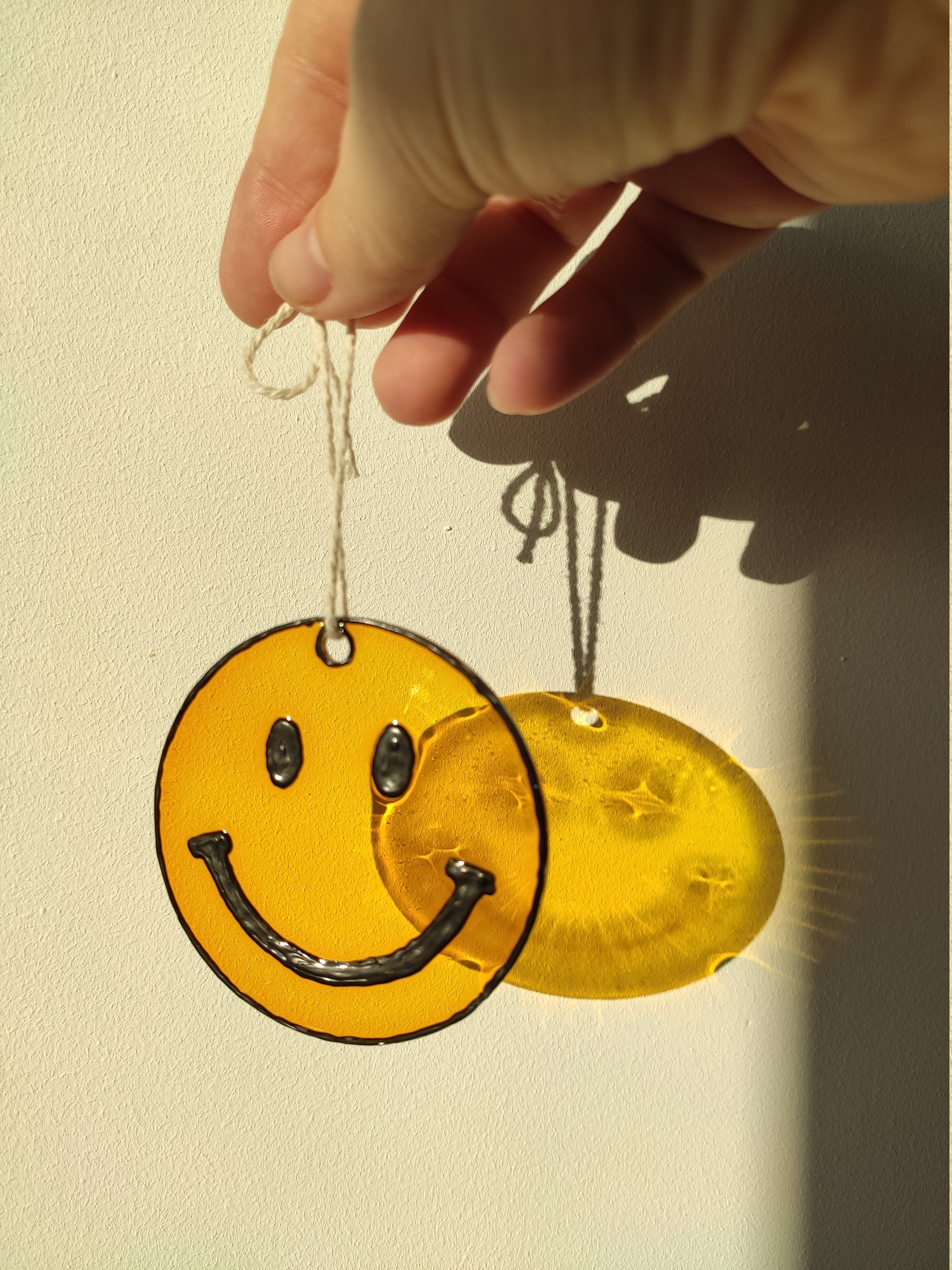 Smiley face rear view mirror suncatcher Emoji happy face charm Etsy