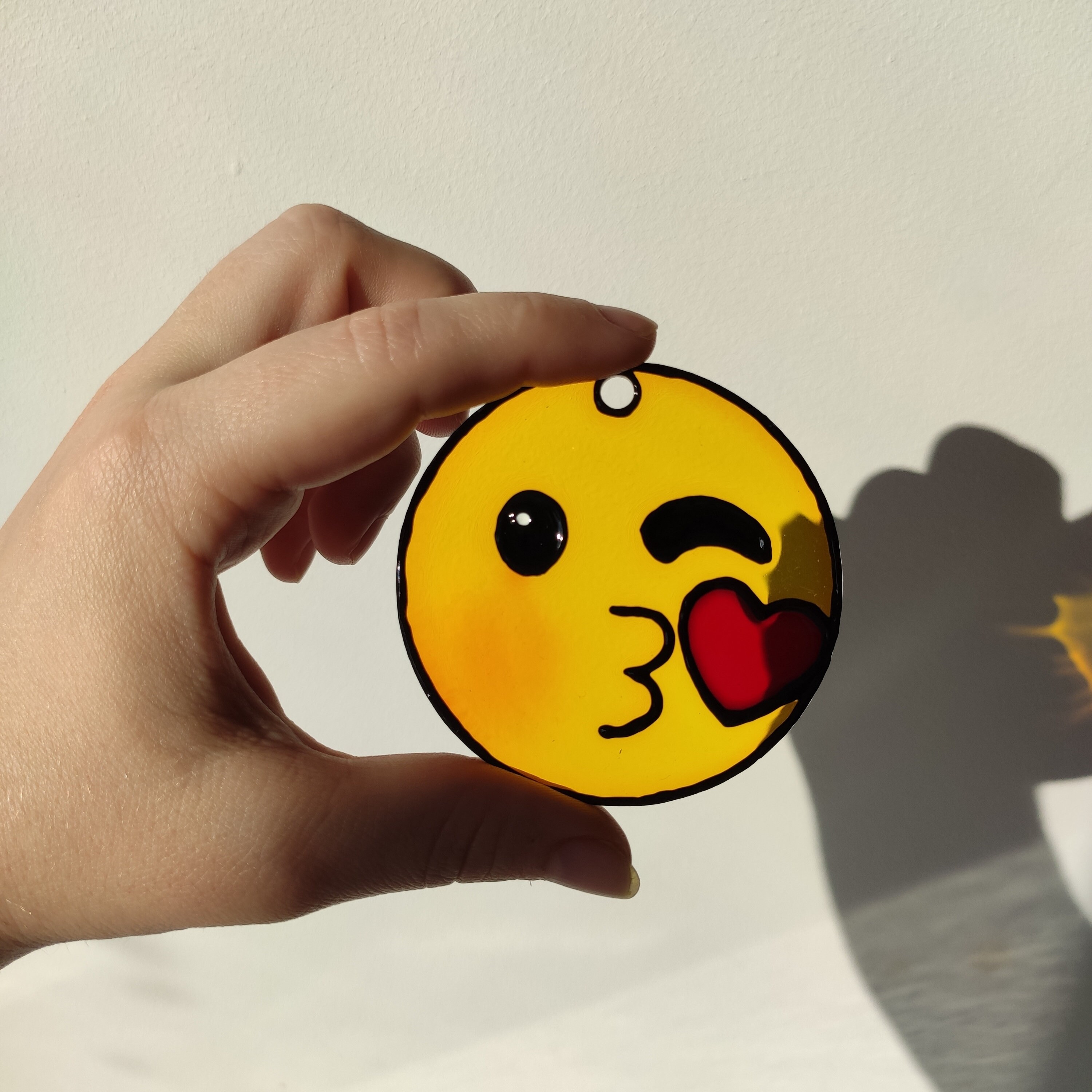 Kissy face rear view mirror suncatcher Love emoji face charm Etsy